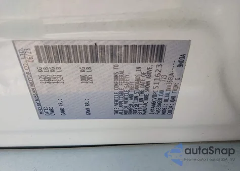 2023 Nissan Maxima Sv Xtronic Cvt z USA, uszkodzony, nr VIN 1N4AA6CV0PC511623